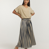 SKIRT PANTS / NAVY OYSTER STRIPE