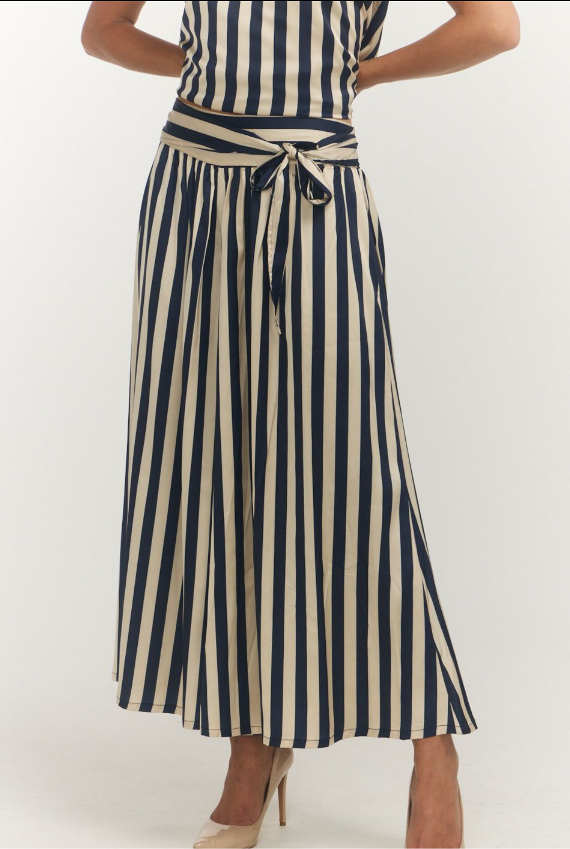 SKIRT PANTS / NAVY OYSTER STRIPE