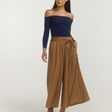 Off Shoulder Long Sleeve Top - Navy