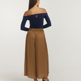 Off Shoulder Long Sleeve Top - Navy