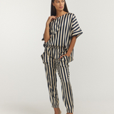 Striped ROUND NECK STAPLE TOP