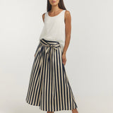 SKIRT PANTS / NAVY OYSTER STRIPE