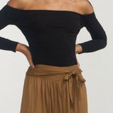 Off Shoulder Long Sleeve Top - Black