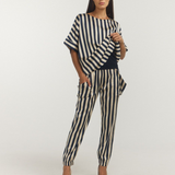 Striped ROUND NECK STAPLE TOP
