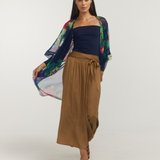 Off Shoulder Long Sleeve Top - Navy