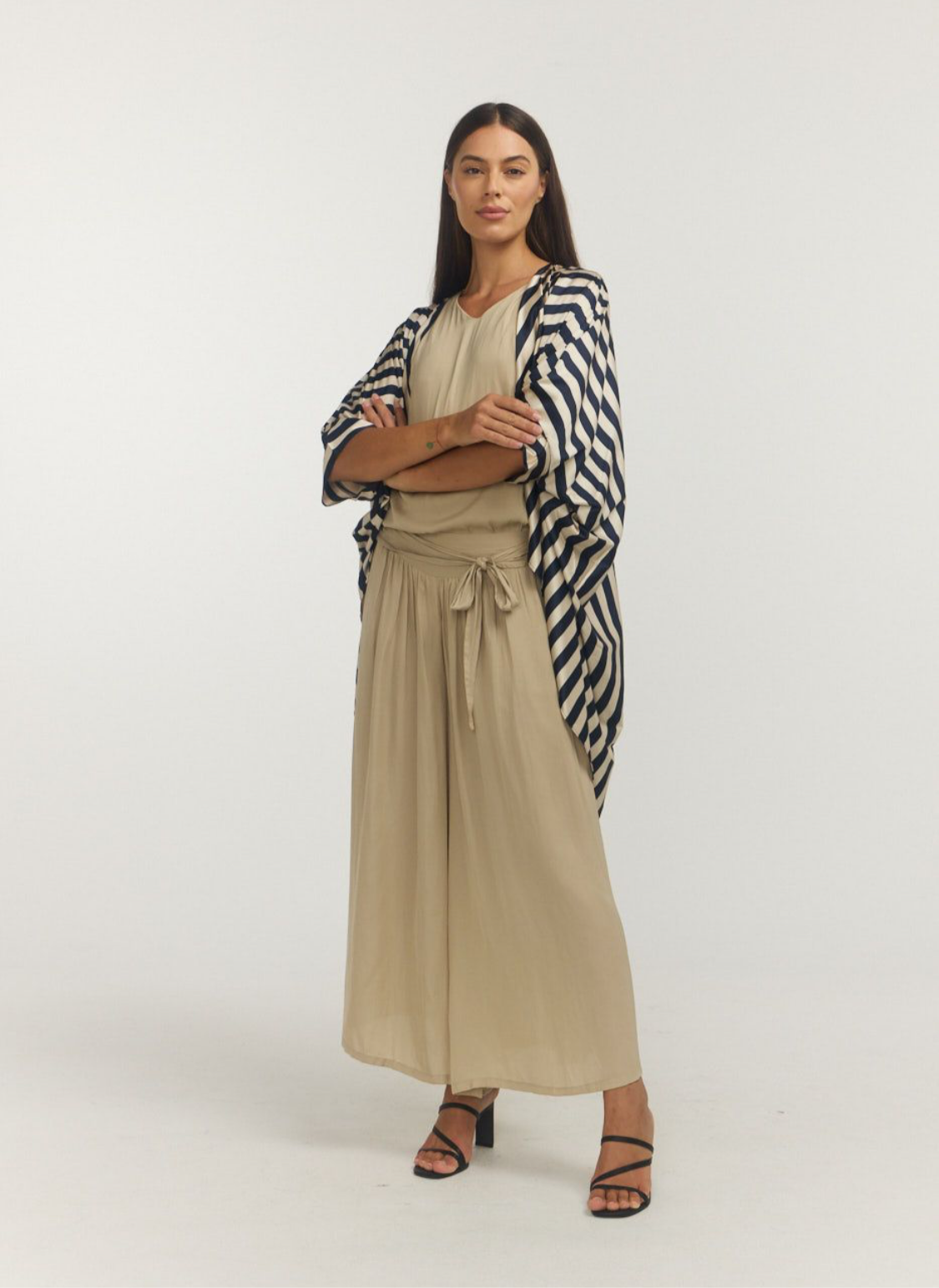 KIMONO/ navy oyster stripe