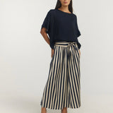 SKIRT PANTS / NAVY OYSTER STRIPE