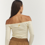 Off Shoulder Long Sleeve Top - Cream