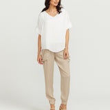 Maternity V Neck Top - White with super soft lining