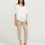 Maternity V Neck Top - White with super soft lining