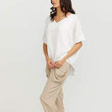 Maternity V Neck Top - White with super soft lining