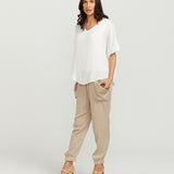 Maternity V Neck Top - White with super soft lining