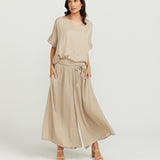 V NECK STAPLE TOP / oyster