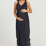 V Neck Tie Dress- Navy