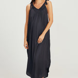 V Neck Tie Dress- Navy