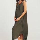 V Neck Tie Dress- Navy