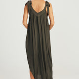 V Neck Tie Dress- Navy