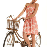 Short Tiered Dress - Red and Vanilla Print