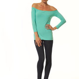 Off Shoulder Long Sleeve Top - Aqua
