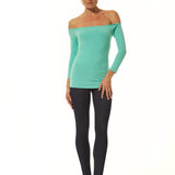 Off Shoulder Long Sleeve Top - Aqua