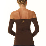 Off Shoulder long Sleeve Top - Brown