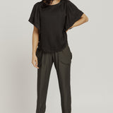 Top with short belle sleeve - Black