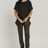 Top with short belle sleeve - Black