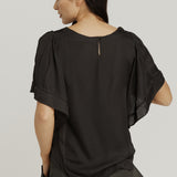 Top with short belle sleeve - Black