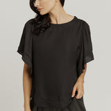 Top with short belle sleeve - Black