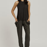 Tank with Draping Back - Black