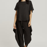 Top with short belle sleeve - Black