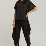 Top with short belle sleeve - Black