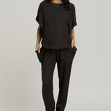 Top with short belle sleeve - Black