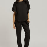 Top with short belle sleeve - Black