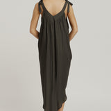 V Neck Tie Dress - Sage Green