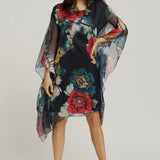 Kaftan Mid Length - Navy Bliss Print