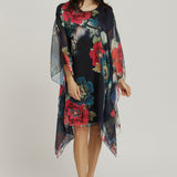 Kaftan Mid Length - Navy Bliss Print