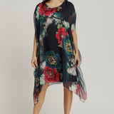 Kaftan Mid Length - Navy Bliss Print