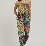 Strapless Maxi Jumpsuit - Vivid Print