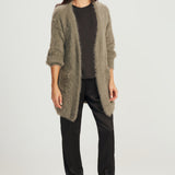 Mid Length Fluffy Cardigan - Khaki