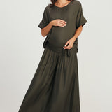 Maternity STAPLE Round Neck Top - Sage Green