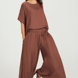 Top with tank attached - Chocolate Plum- Round Neck