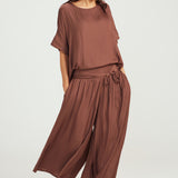 Top with tank attached - Chocolate Plum- Round Neck
