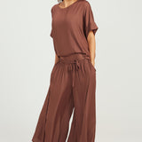 Top with tank attached - Chocolate Plum- Round Neck