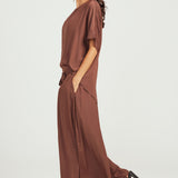 Top with tank attached - Chocolate Plum- Round Neck