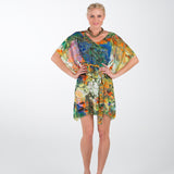 Short Kaftan -  Bright Marble Print