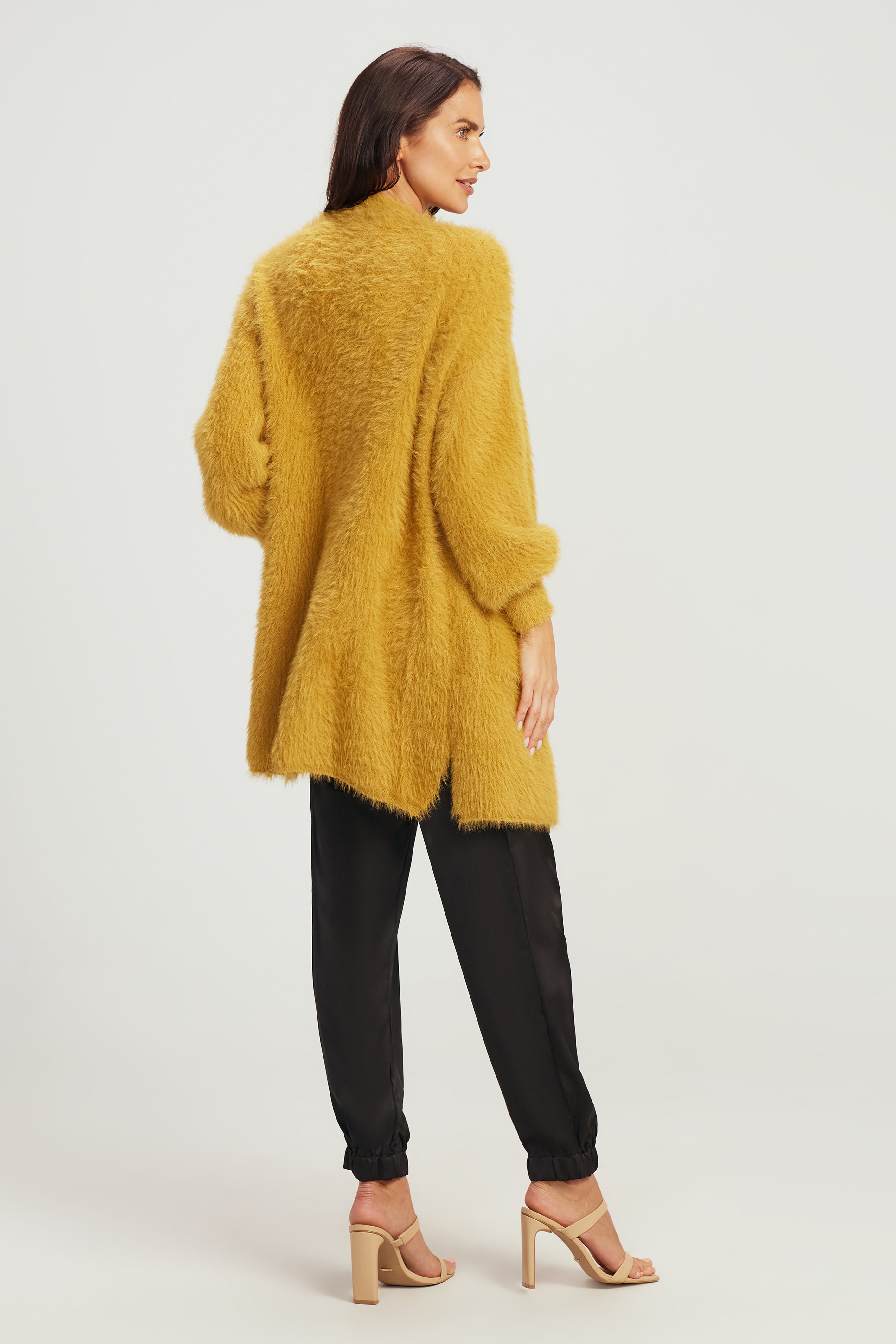 Mid Length Fluffy Cardigan - Khaki