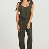 Maxi Jumpsuit with adjustable shoulder ties / Sage Green