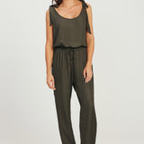 Maxi Jumpsuit with adjustable shoulder ties / Sage Green