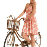 Short Tiered Dress  - Red and Vanilla Print